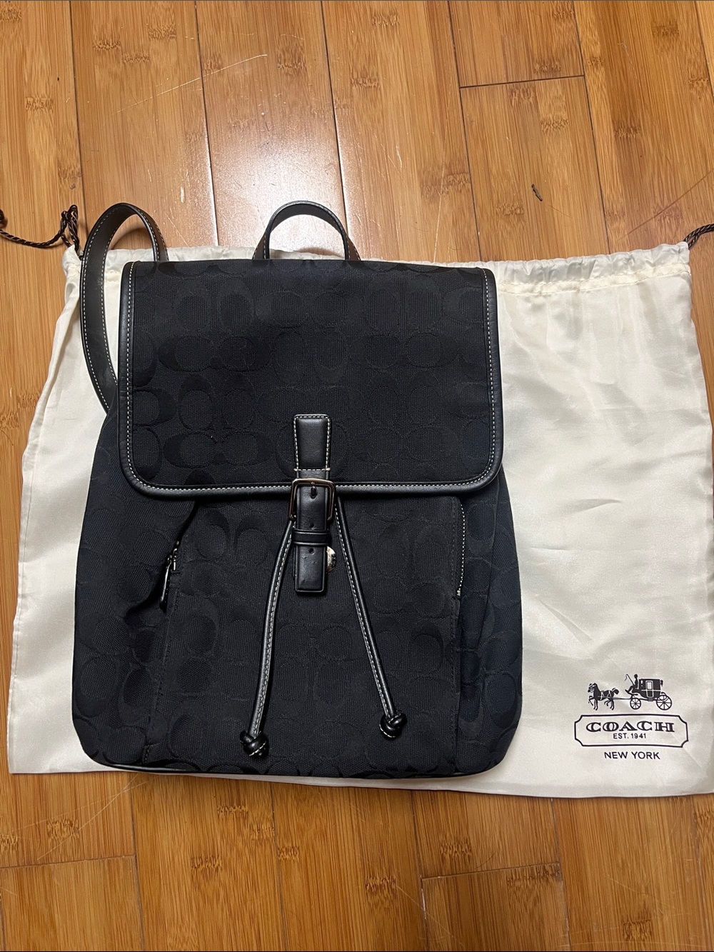 Vintage mint condition RARE 1060 Coach Black Signature backpack with dustbag